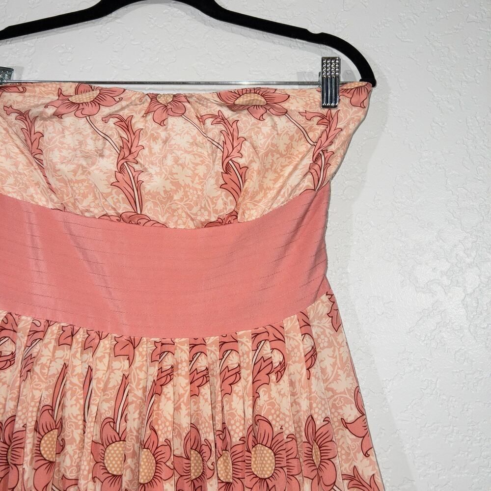 Plenty By Tracy Reece Pink Floral Silk Strapless‎ Dress Size 4 - Picture 2 of 8